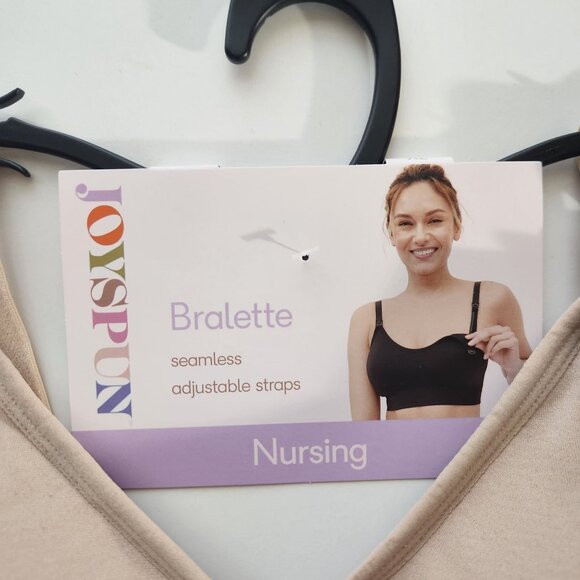 Joyspun Seamless Nursing Bra Bralette XL Beige With Adjustable Straps NWT - Picture 2 of 7